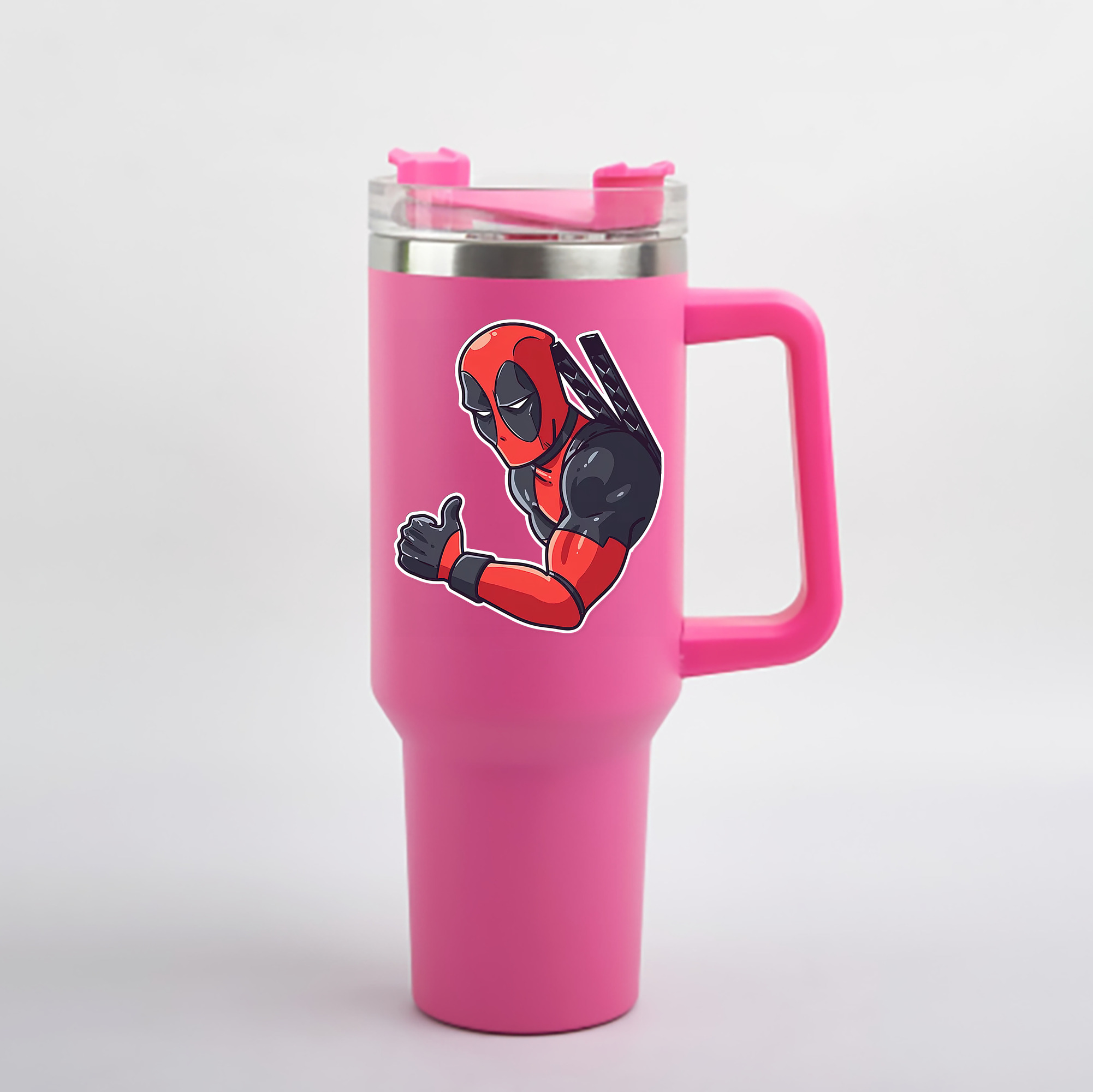（画像用） Deadpool デッドプール 1200mL車用タンブラー - クリスタルステッカー（プラスチックストロー付き）